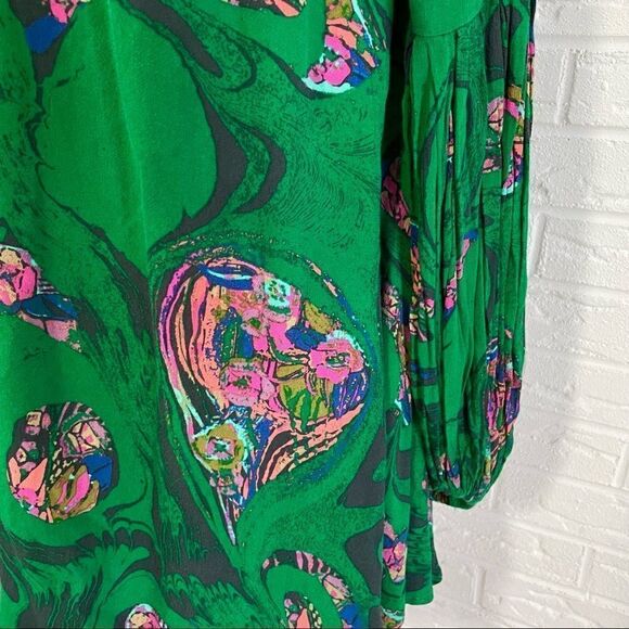 Free People Drift Away Kelly Green Top/Dress XS - Picture 9 of 11